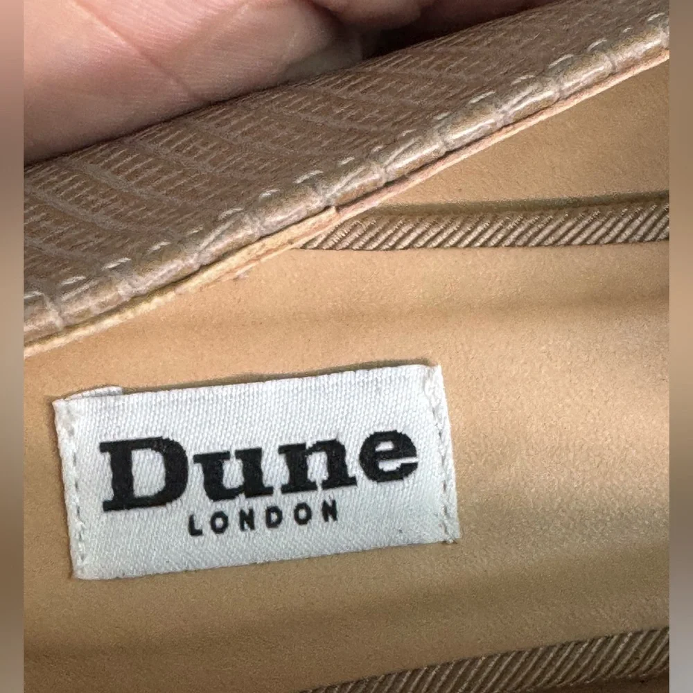 Dune London Haiti Taupe Croc Embossed Pointed Toe Ballet Flats Womens Size 36 6